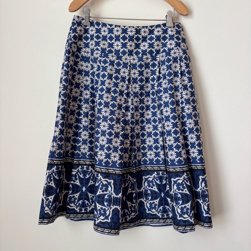 Lafayette 148 Pleated Floral Cotton Skirt Sz 4 Spring Luxe